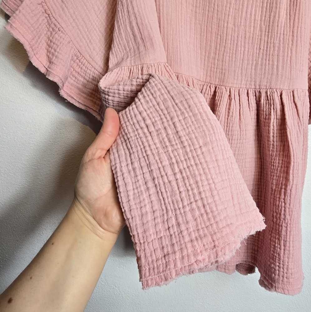 NEW ivy jane Cotton Gauze Oversized Peplum Ruffle Sleeve Top Size M/L - Picture 6 of 7